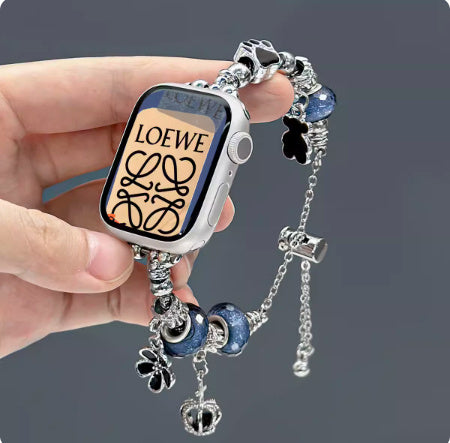 Crystal String Beads Pendant Metal Strap