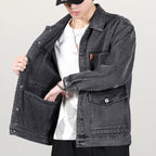 Fashion Smoky Gray Vintage Denim Jacket Men