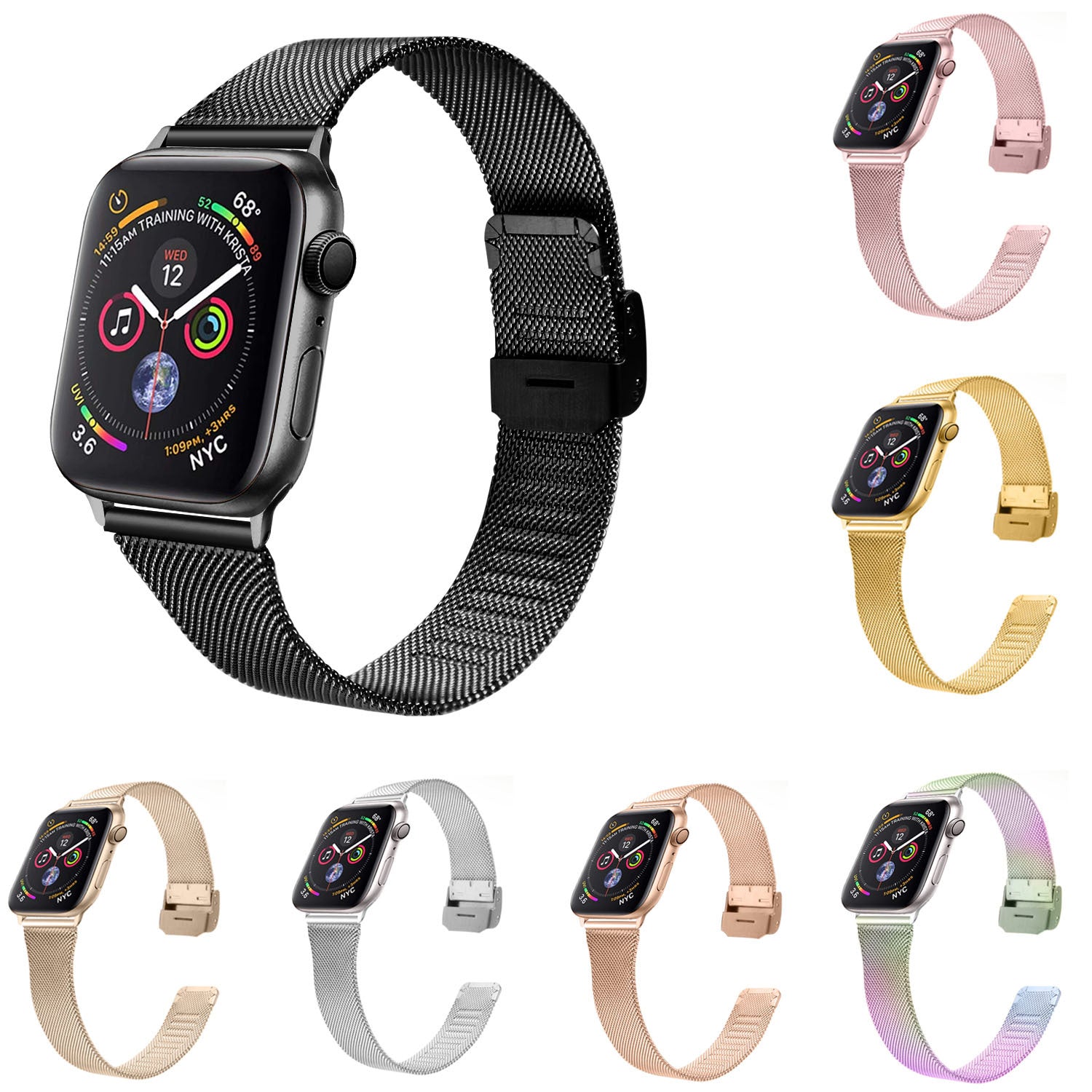 Milanese Adjustable Buckle Stainless Steel Metal Strap