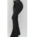 High Waist Stretch Ladies Mopping Denim Flared Pants
