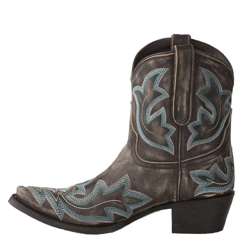 Women's Embroidered Pointed Leather Boots In Plus Size