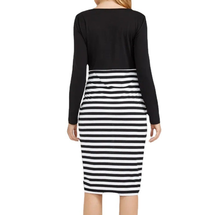 Breastfeeding Maternity Wear Long Sleeved Round Neck