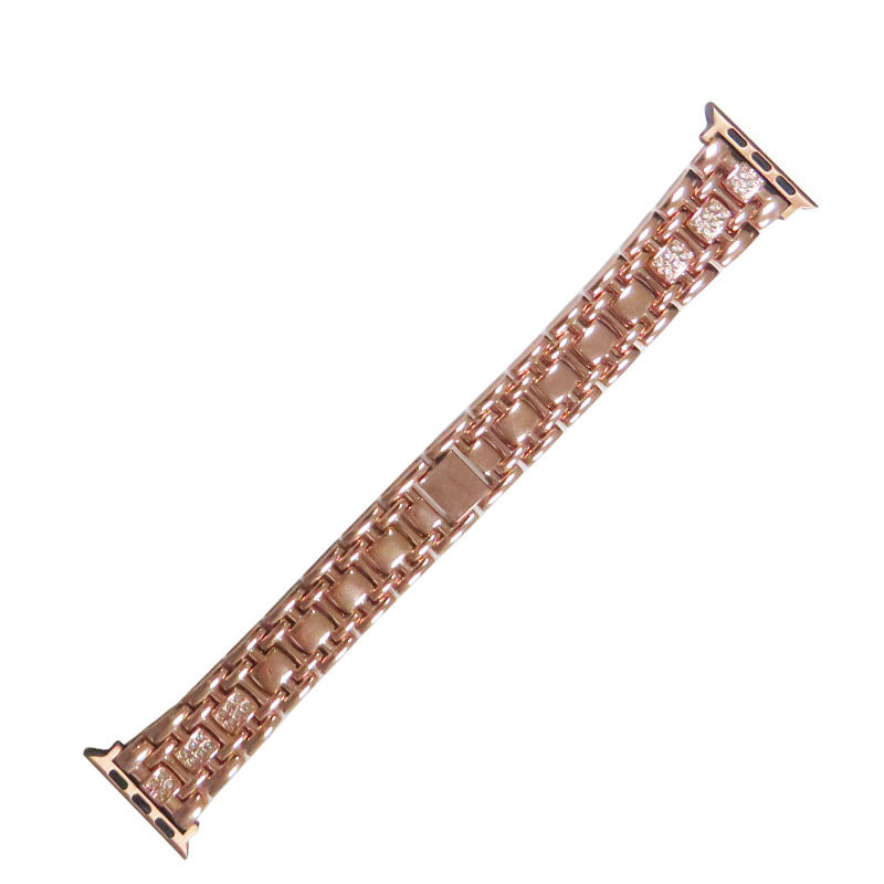 Two-tone Alloy Strap I-bead Diamond-set Metal Strap