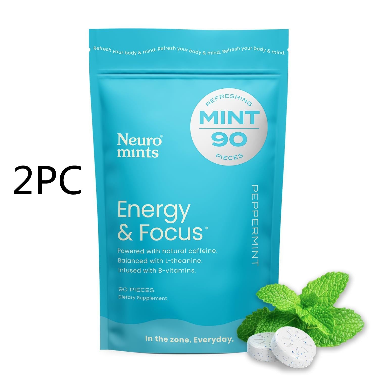 NeuroGum Energy Caffeine Mins, Caffeine Mint Supplement-90 Pieces