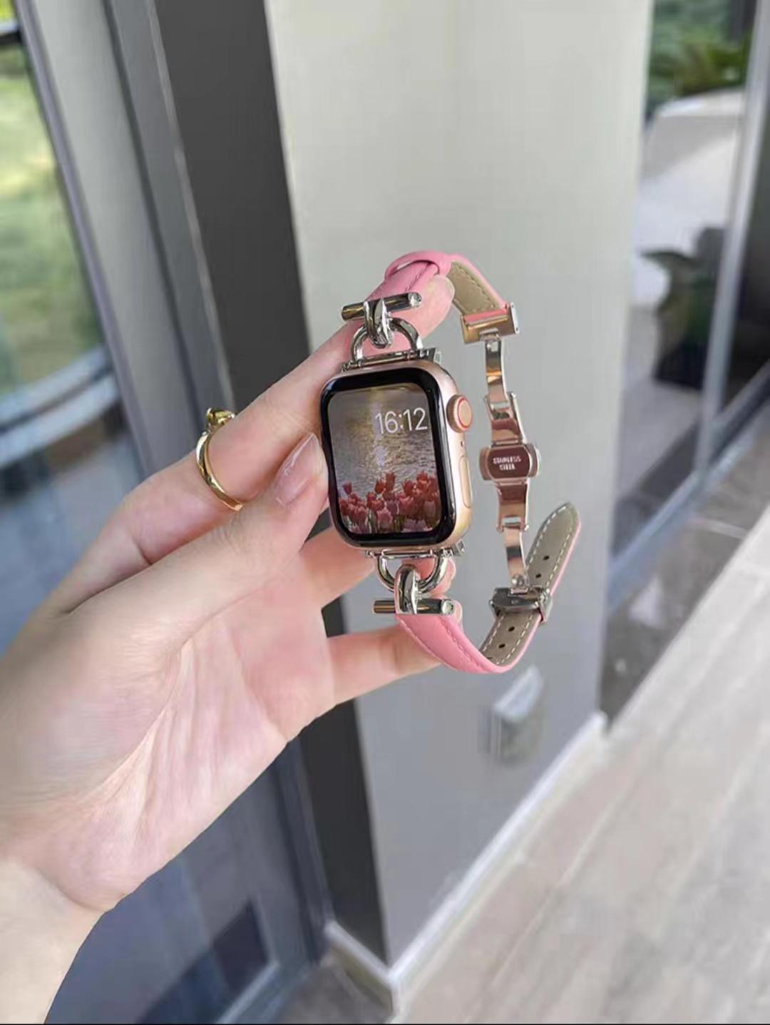 Watch Strap Advanced Genuine Leather D-shaped Metal Butterfly Clasp Women's