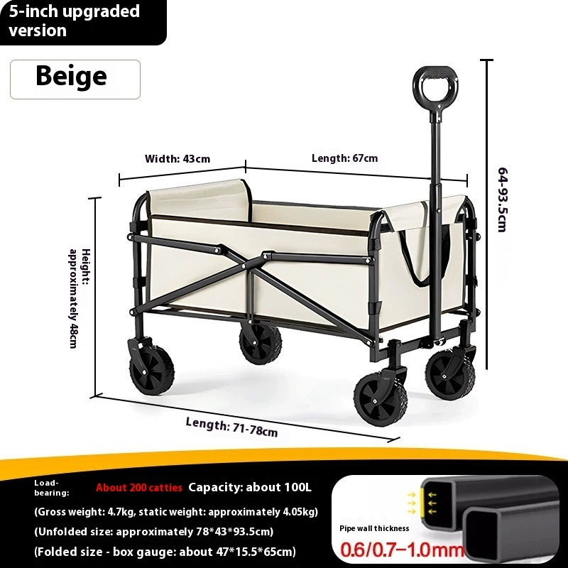 Outdoor Camping Cart Shopping Stall Shopping Trolley Portable Folding Luggage Trailer