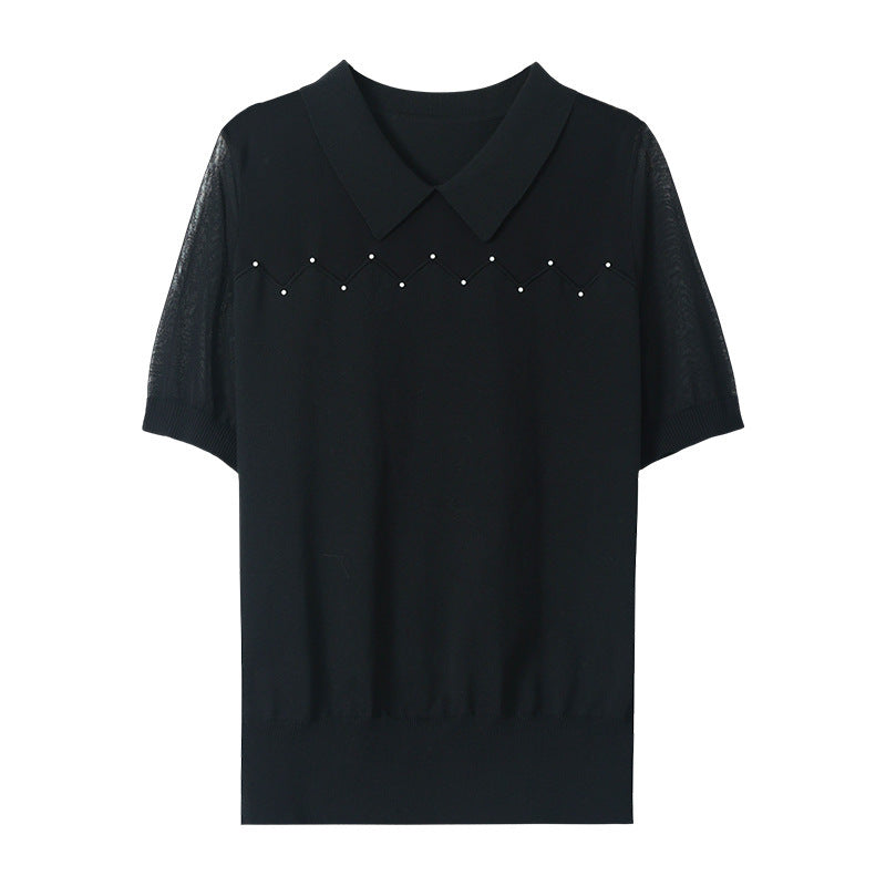 Summer Ice Silk Short Sleeve T-shirt Women