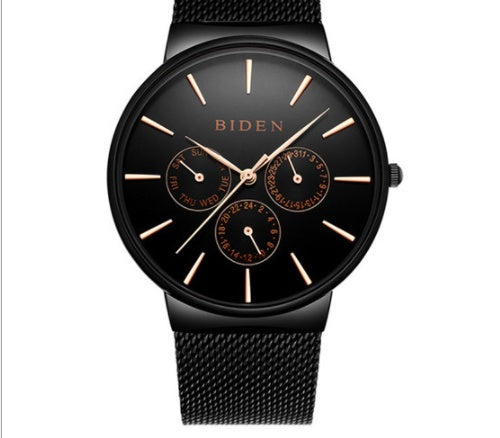 Men's Calendar Ultra-thin Mesh Strap Watch