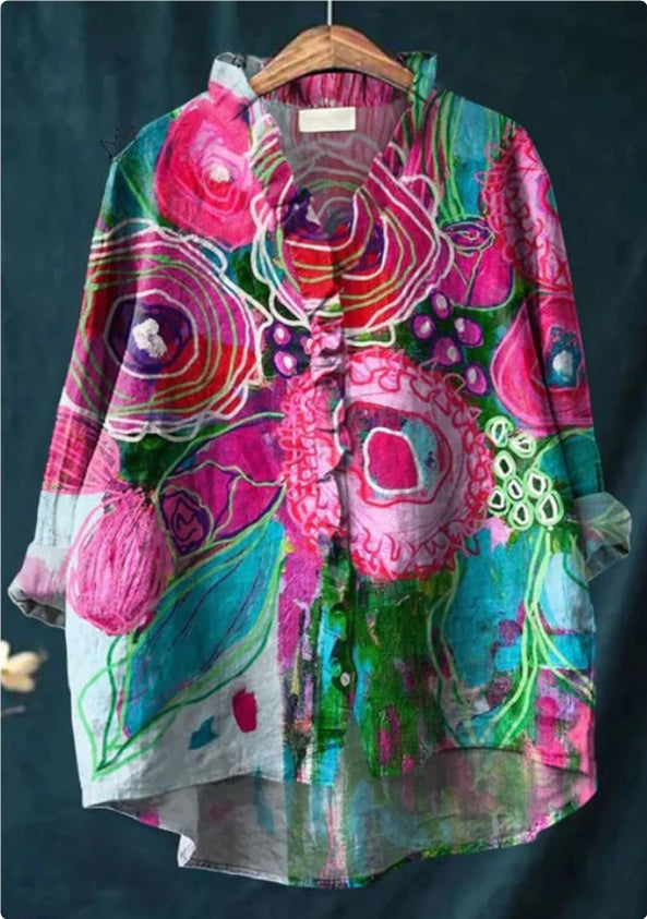 Loose Print Crew Neck Casual Plus Size Women's T-shirt