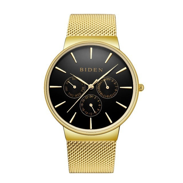 Men's Calendar Ultra-thin Mesh Strap Watch
