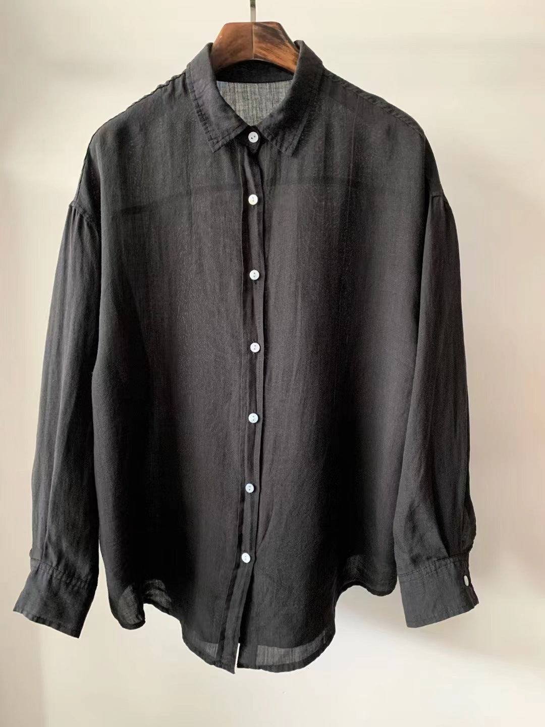 Vintage Tencel Linen Shirt Women's Loose Casual Long Sleeves Top