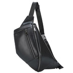 Fashion Leather Belt Bag Multifunctional Chest Bag Men's Top Layer Cowhide Shoulder Bag