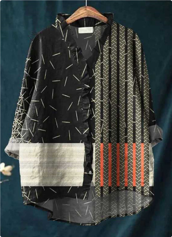 Loose Print Crew Neck Casual Plus Size Women's T-shirt