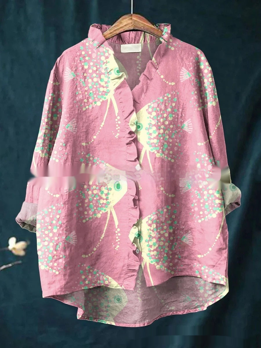 Loose Print Crew Neck Casual Plus Size Women's T-shirt