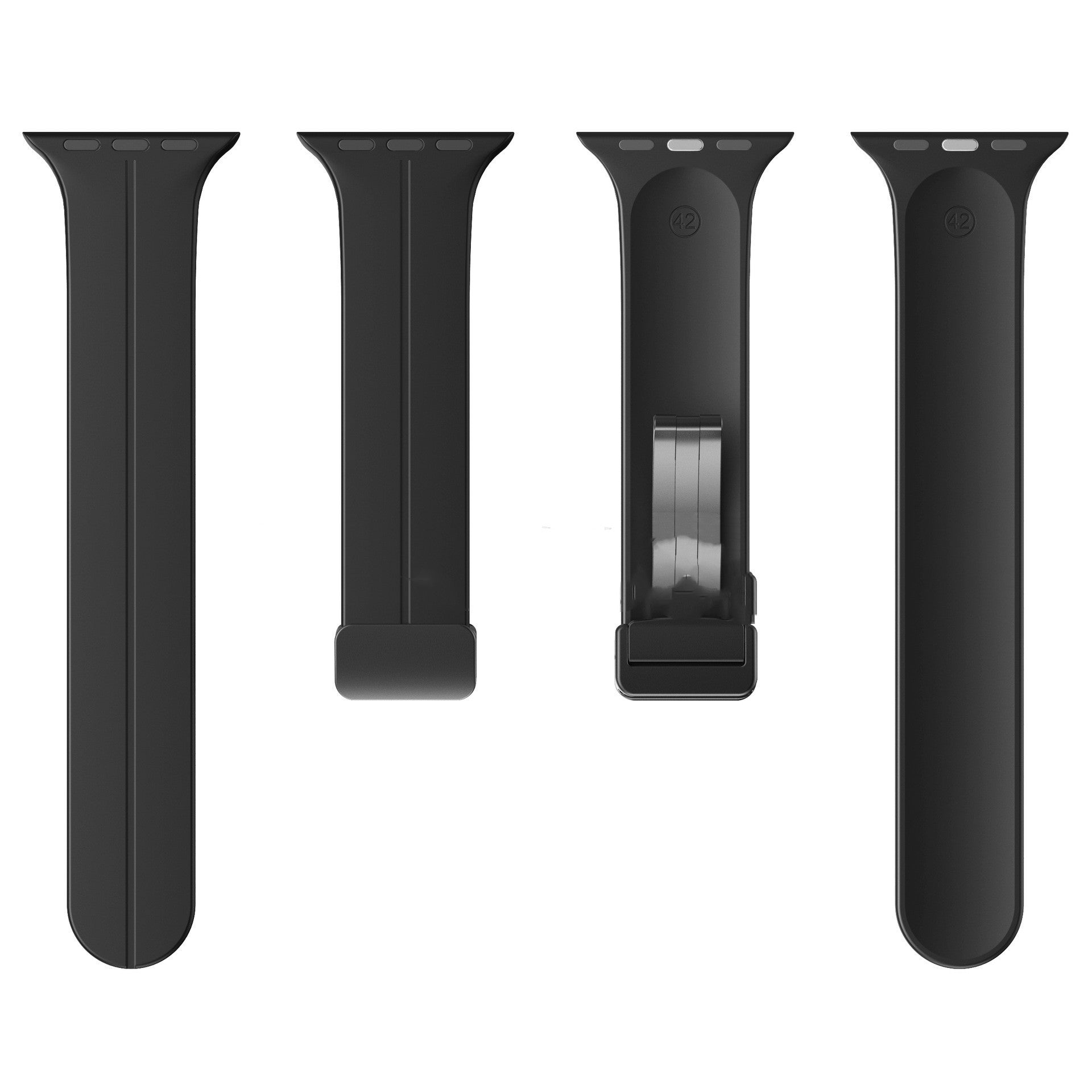 Magnetic Suction Folding Buckle Metal Strap Silicone