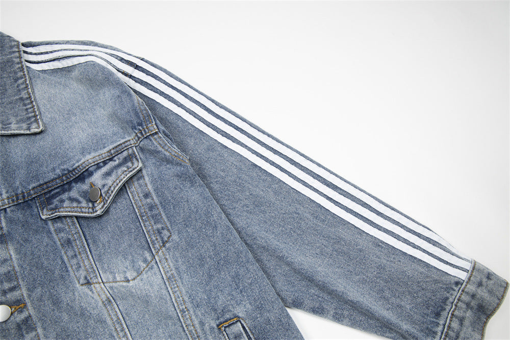 Punk Distressed Wash Denim Jacket