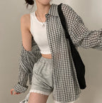 Women's Casual Loose Classic Plaid Fashion Shirt