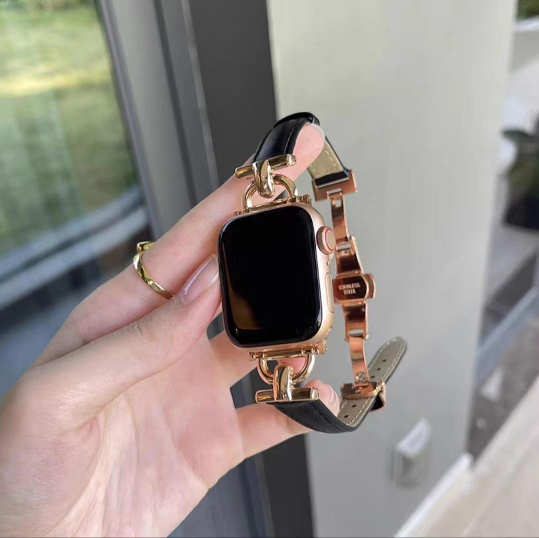 Watch Strap Advanced Genuine Leather D-shaped Metal Butterfly Clasp Women's