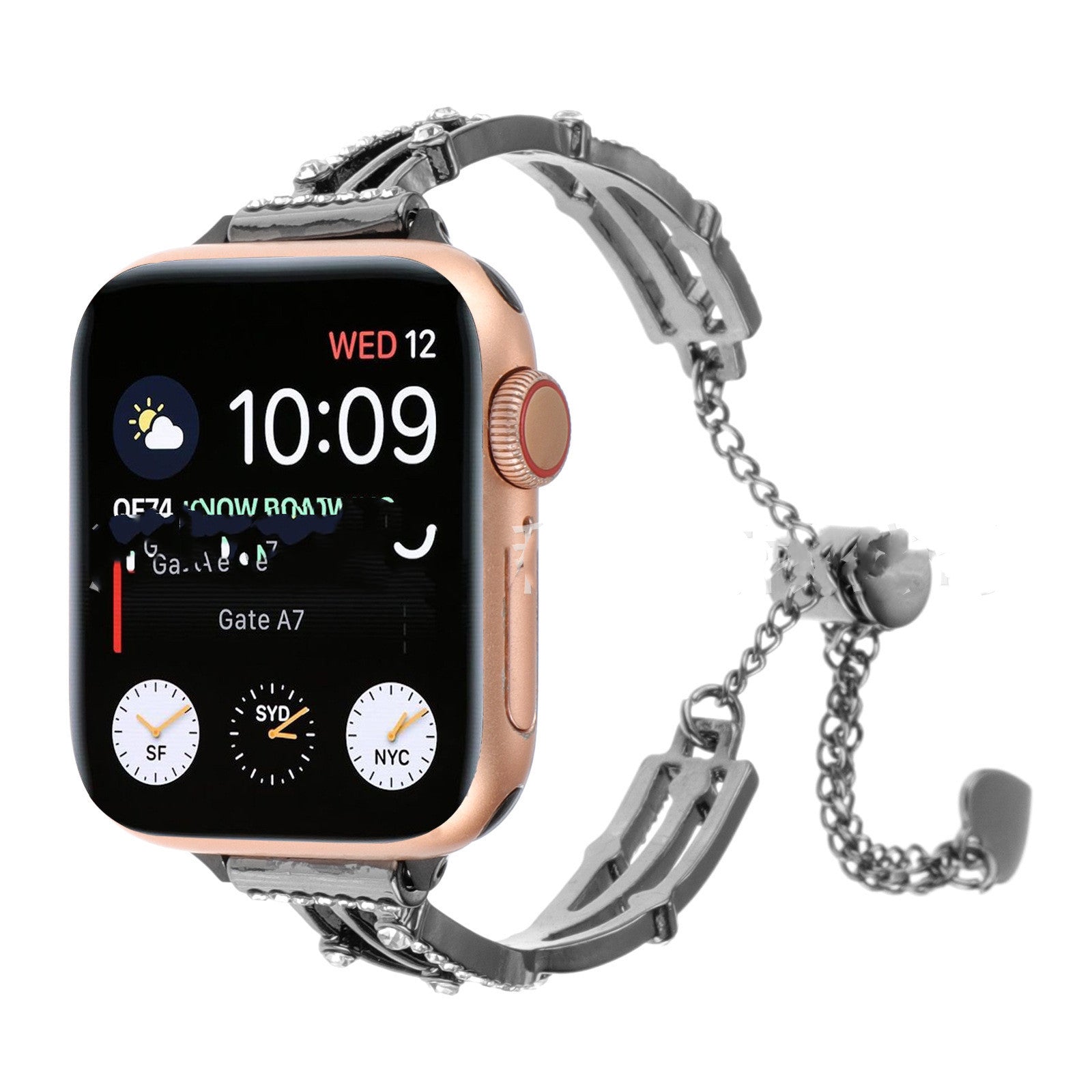 X-shaped Hollow Rhinestone Bracelet Metal Watch Band