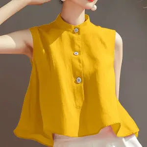 Fashion Everything Sleeveless Solid Color Loose Temperament Western Style Shirt Top Vest