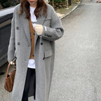 Women's Gray Woolen Plump Girls Loose All-match Coat