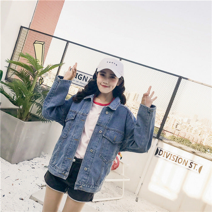 Retro All-match Loose Patch Denim Jacket