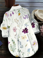 Leisure Vacation Elegant Flowers Printed Shirt Top