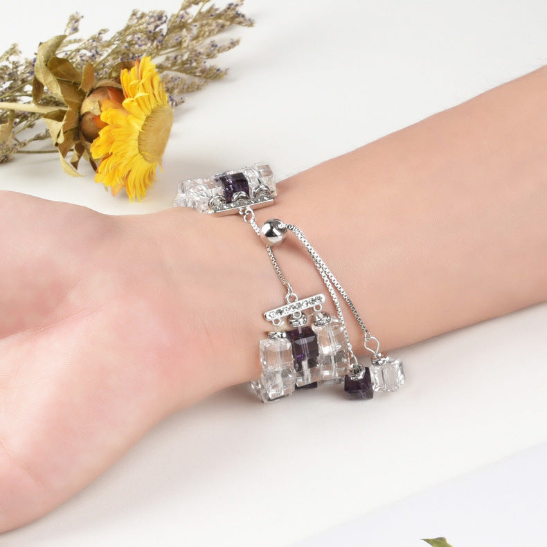 Large Square Crystal Stretch Watch Strap