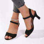 European And American Style Simple Fashion One-word Buckle High Heel Sandals For Women